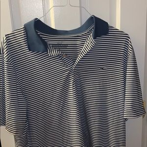 VV blue and white striped polo